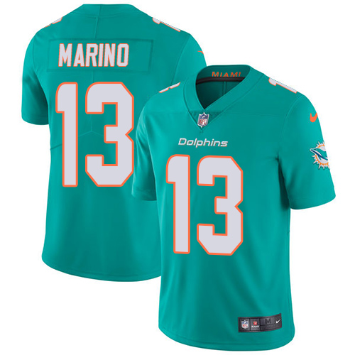 Nike Dolphins #13 Dan Marino Aqua Green Team Color Men's Stitched NFL Vapor Untouchable Limited Jersey - Click Image to Close